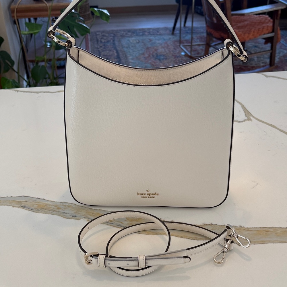 Kate Spade Saffiano Leather Shoulder Bag in White.